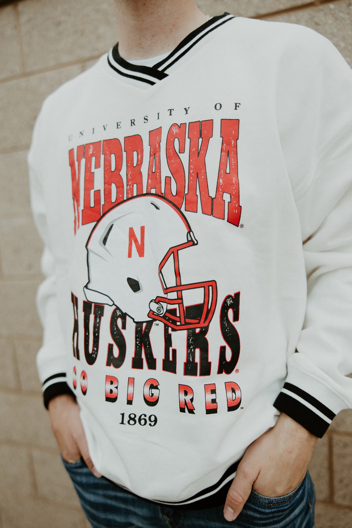 Nebraska Murray Hippie Helmet Varsity Pullover