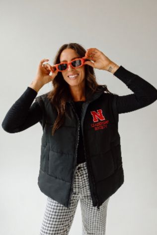 Nebraska Leadership Society Logo Patch Oversized Puffer Vest