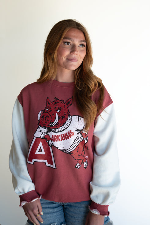 Arkansas Legacy Logo Colorblock Crew