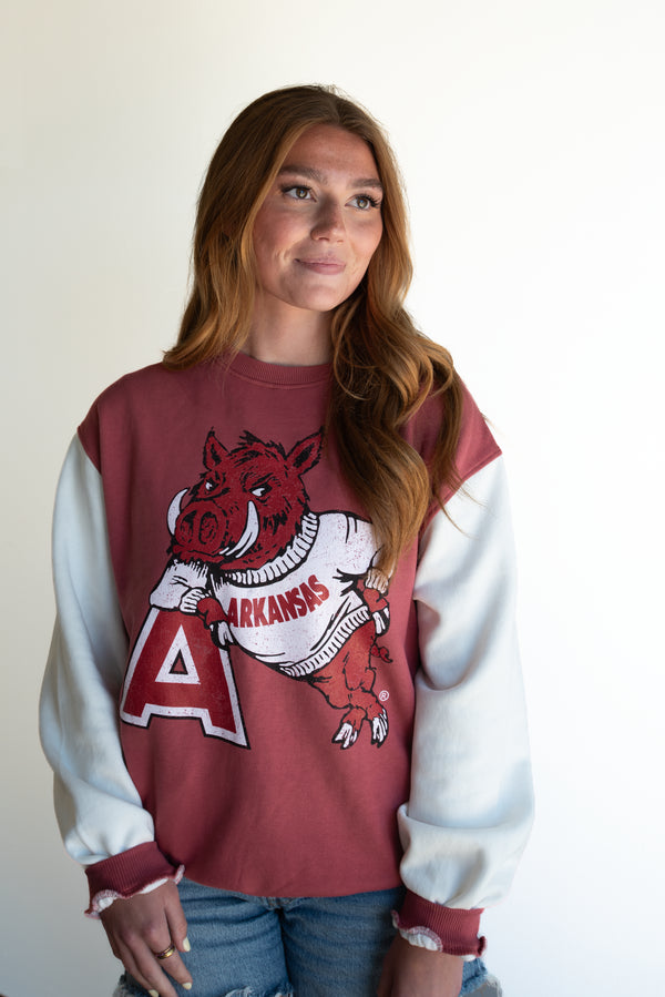 Arkansas Legacy Logo Colorblock Crew