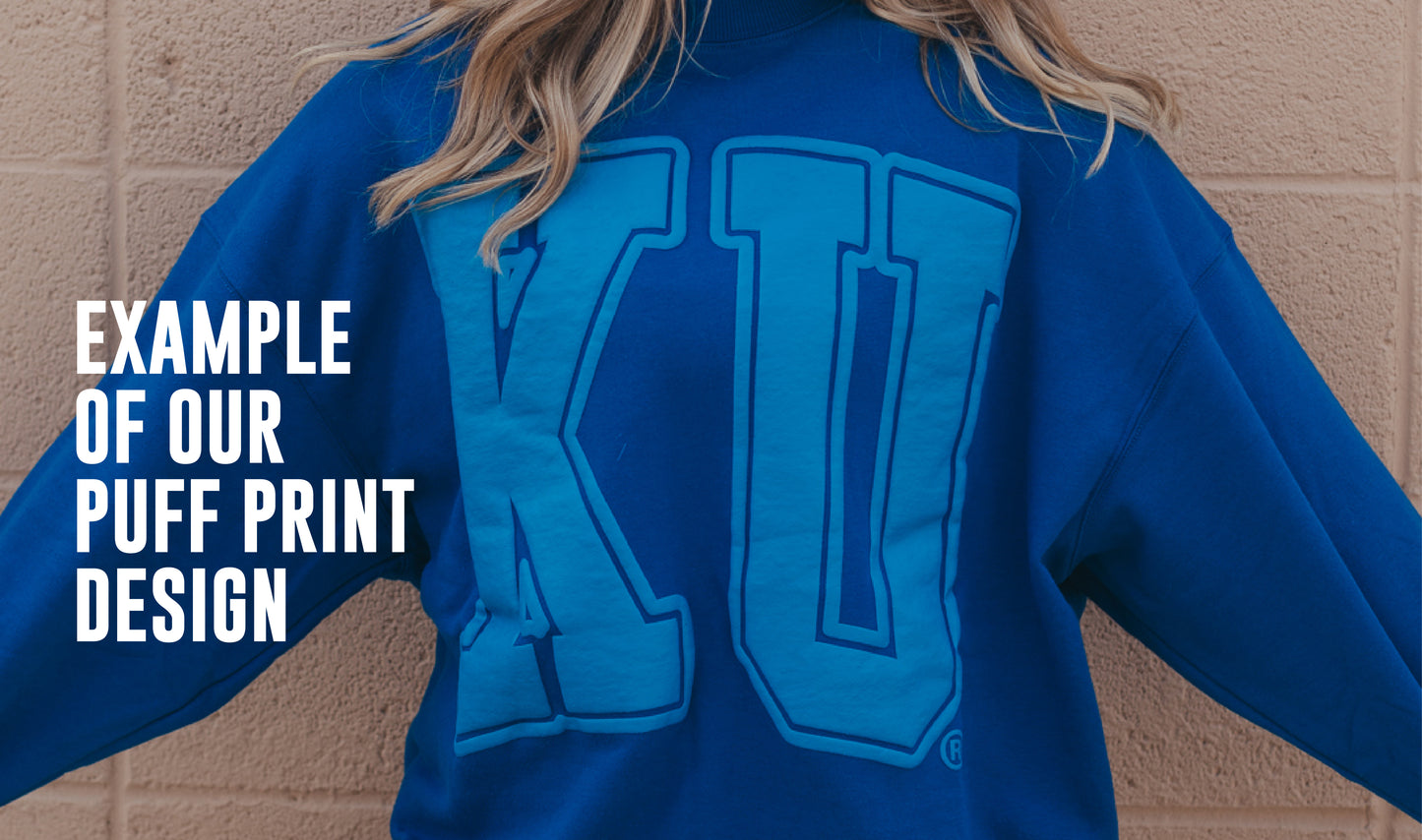 Rangers Varsity Puff Print Unisex Royal Blue Fleece Crewneck