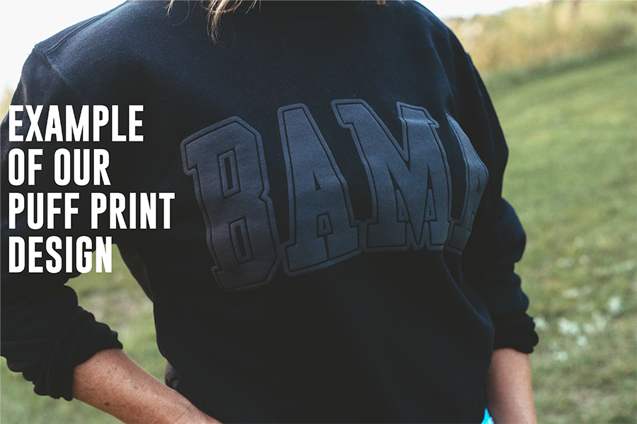 Rangers Varsity Puff Print Unisex Washed Black Fleece Crewneck