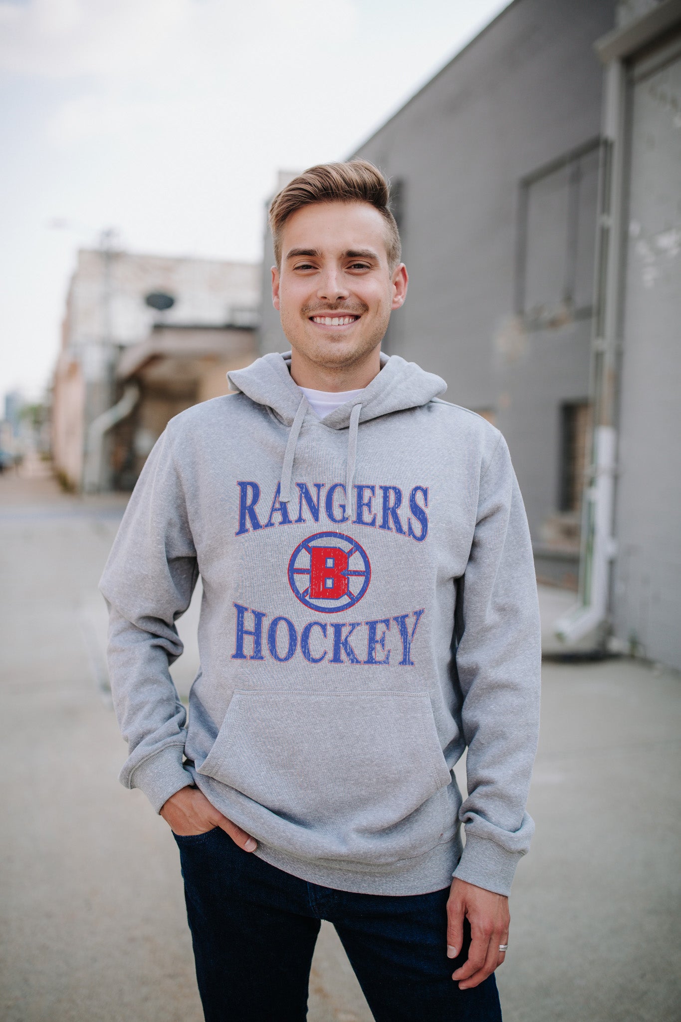 Rangers Wynn Heather Unisex Grey Fleece Hoodie
