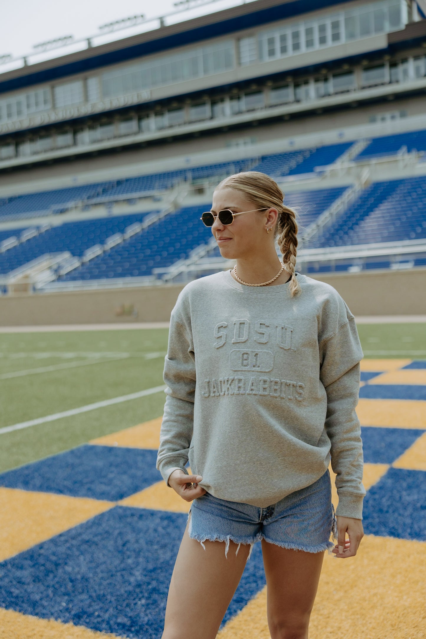 SDSU Vintage 81 Heather Grey Fleece Crew
