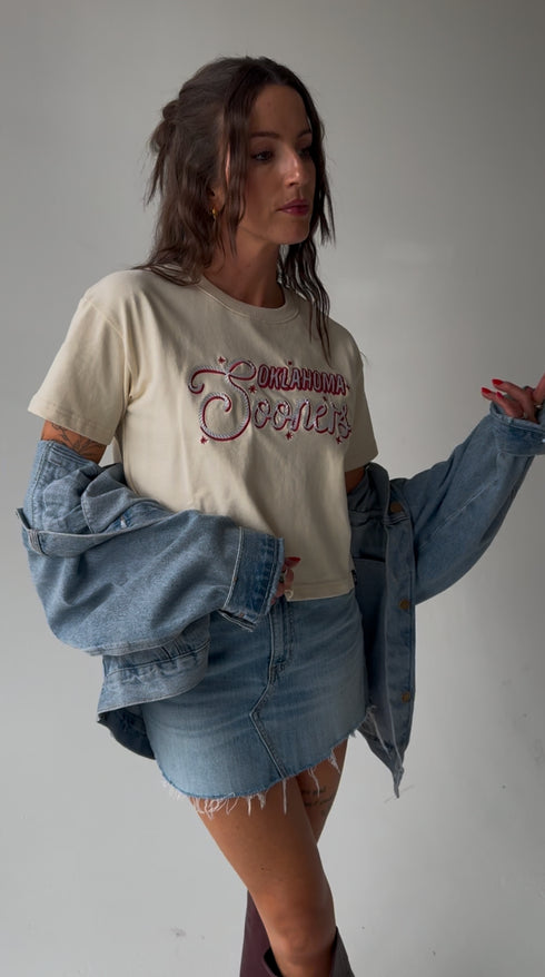 Oklahoma Lasso Luxe Heavyweight Crop Tee