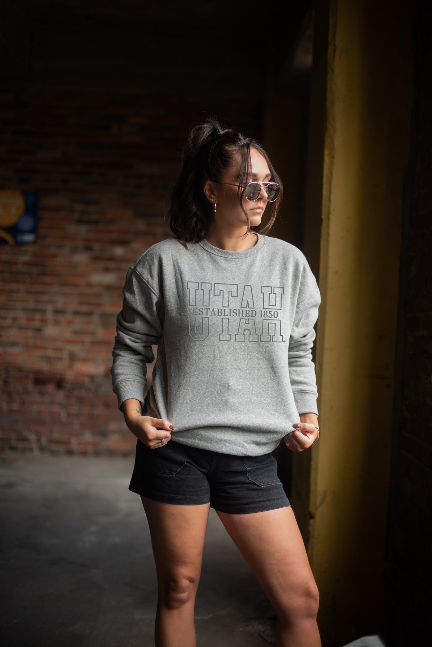Utah Watson Heather Grey Fleece Crew
