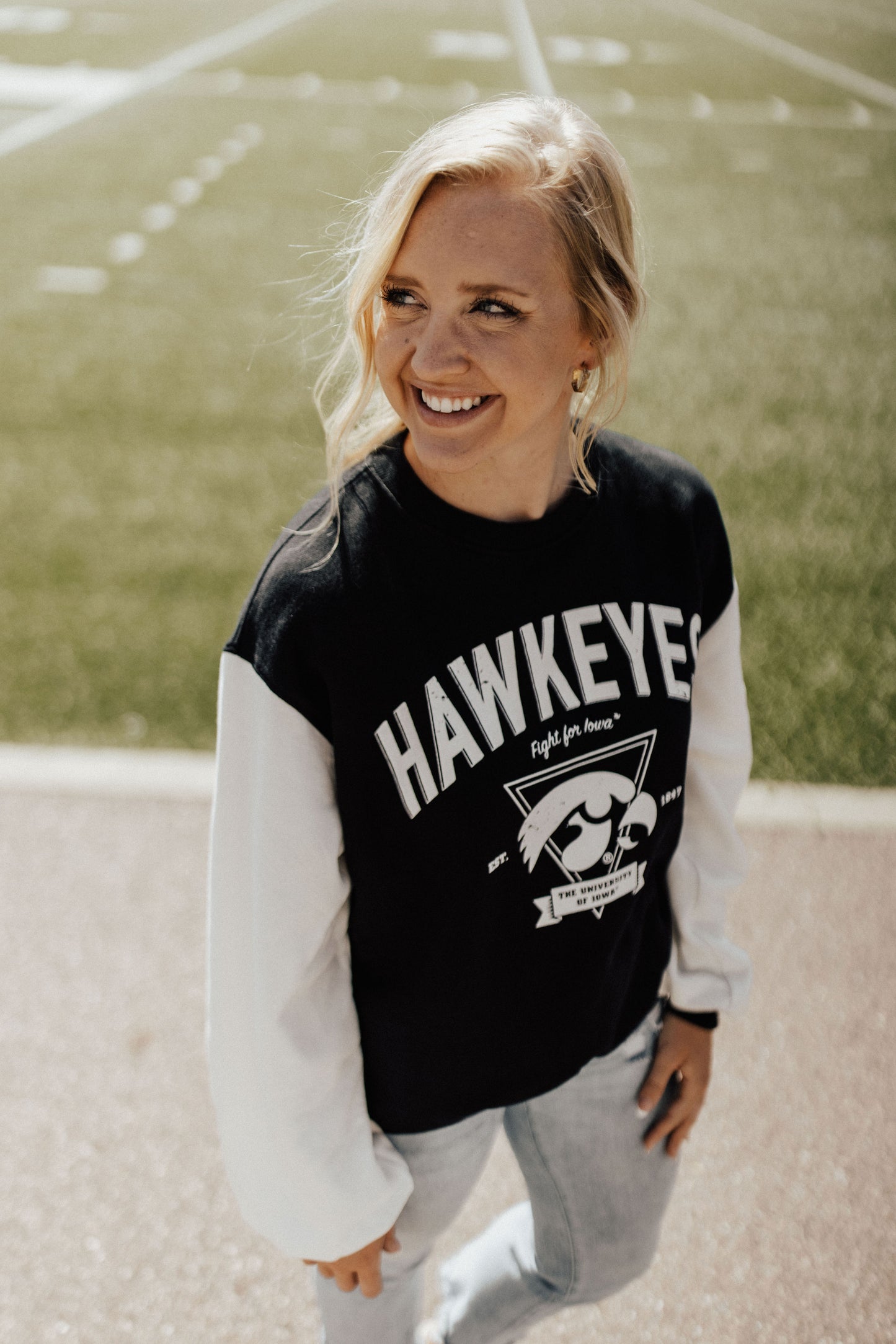 Iowa Taylor Triangle Color Block Fleece Crewneck