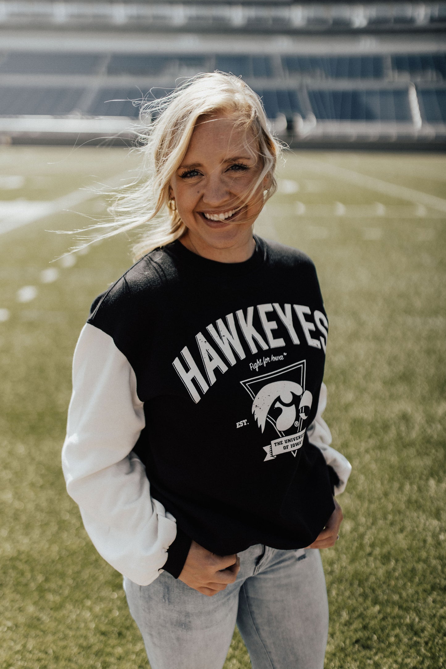 Iowa Taylor Triangle Color Block Fleece Crewneck