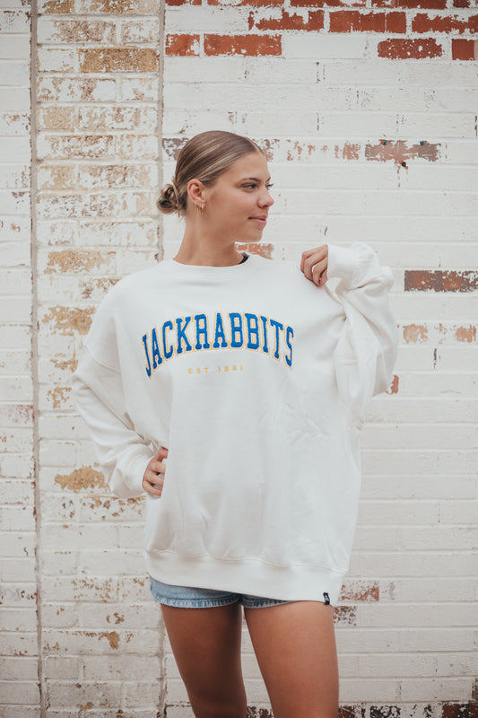 SDSU Allen Chenille White Oversized Crew