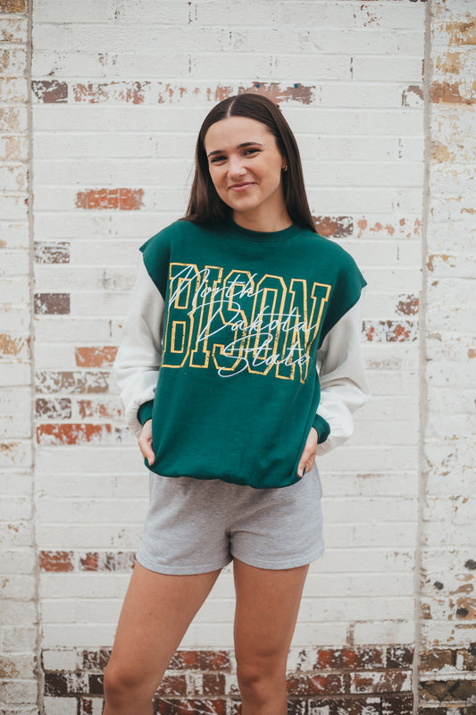 NDSU Owens Oversized Outline Colorblock Crew