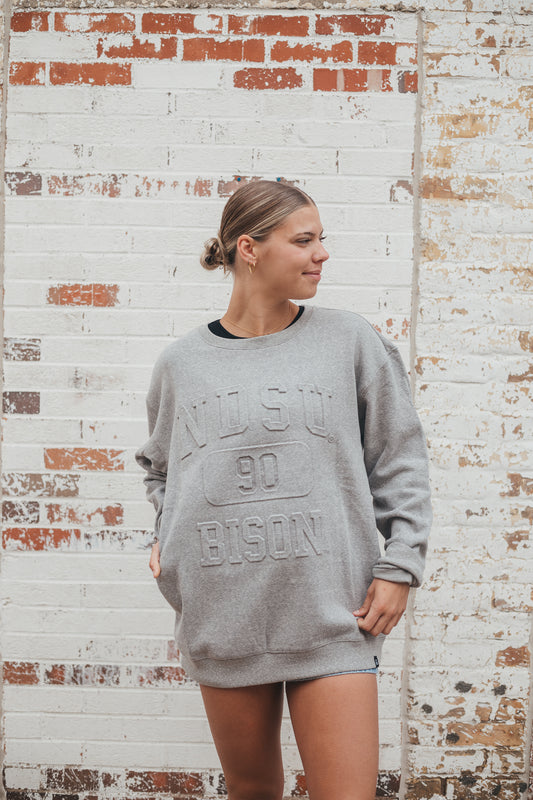 NDSU Vintage 81 Heather Grey Fleece Crew