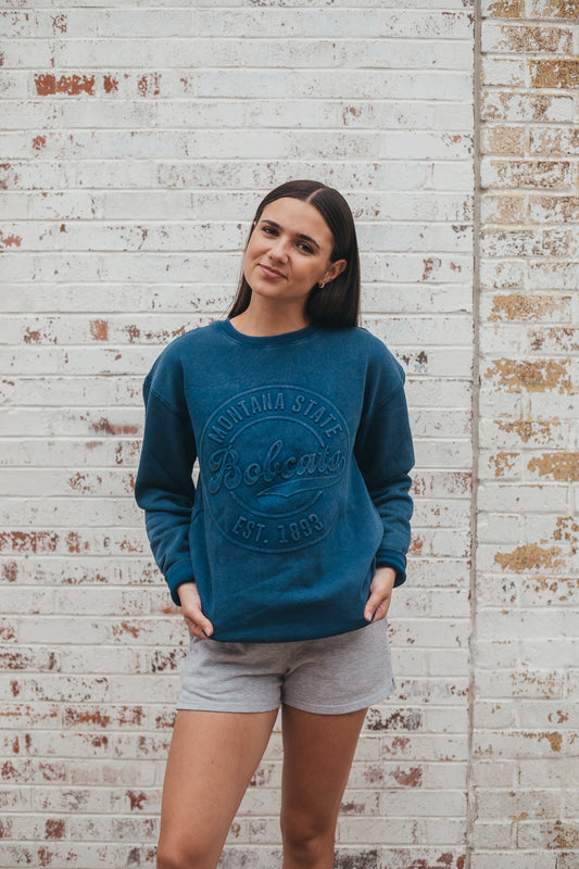 Montana State Carson Circle Navy Fleece Crew