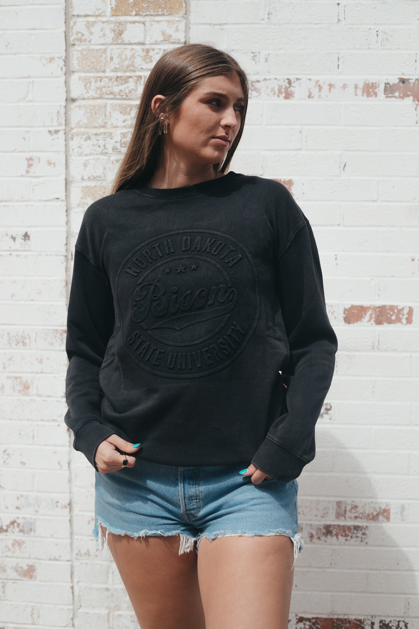 NDSU Carson Circle Black Fleece Crew