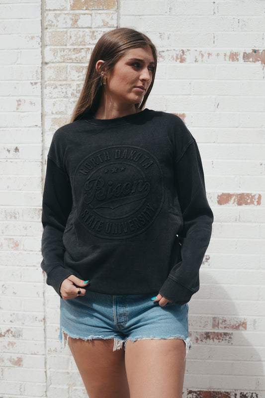 NDSU Carson Circle Black Fleece Crew