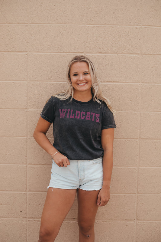 Kansas State Rhodes Rhinestone Cuffed T-Shirt