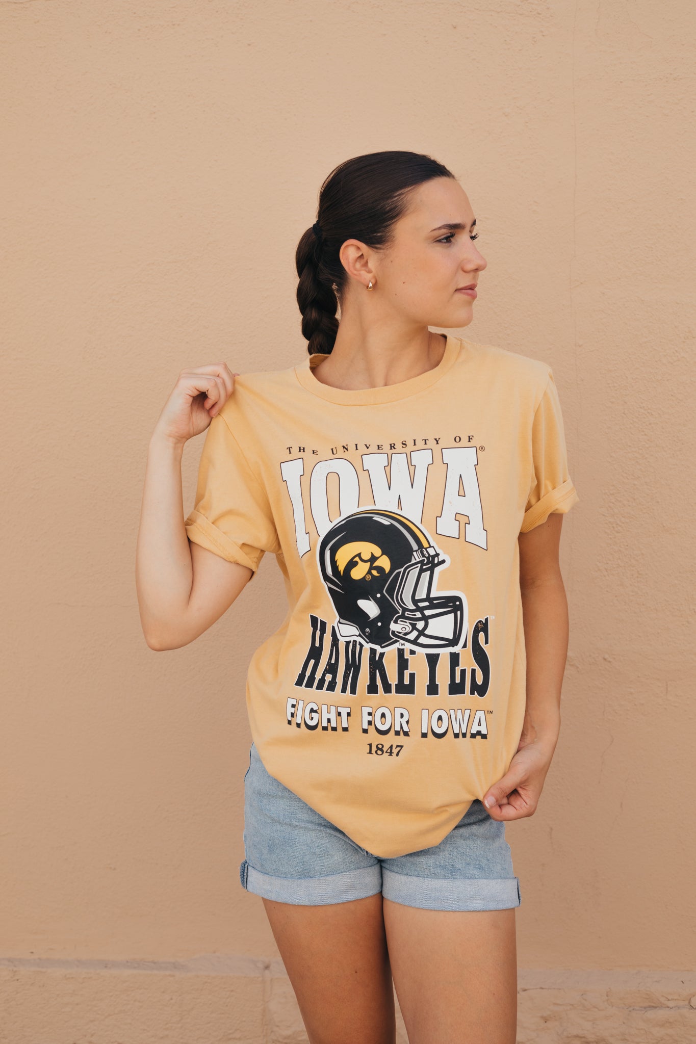 Iowa Murray Hippie Helmet Old Gold T-Shirt