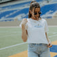 SDSU Fitz Small Triangle Cropped Cuffed T-shirt