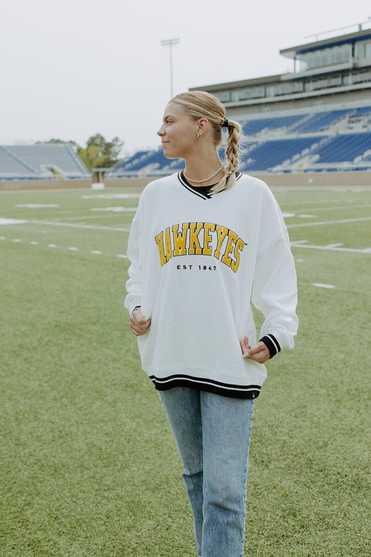 Iowa Allen Chenille Varsity V-Neck Pullover
