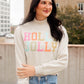 Holly Jolly Texas Embroidered - Crop Mock Neck