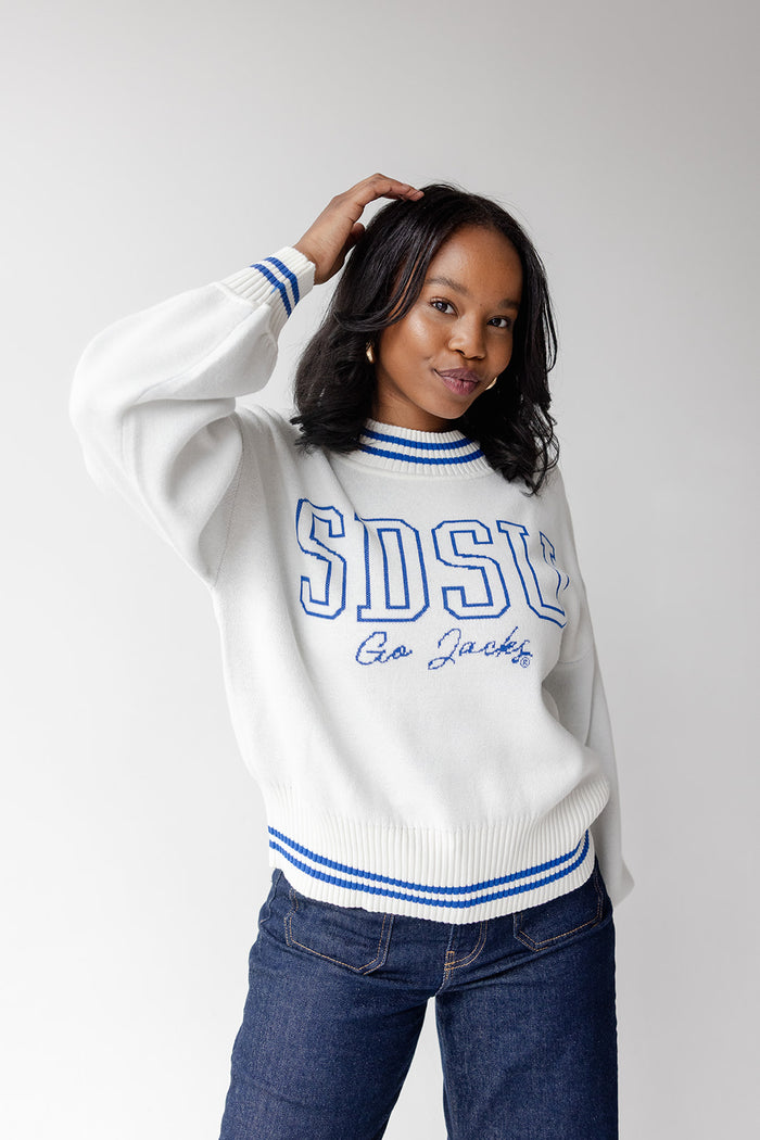 SD State Queen Oversized Striped Crew Sweater