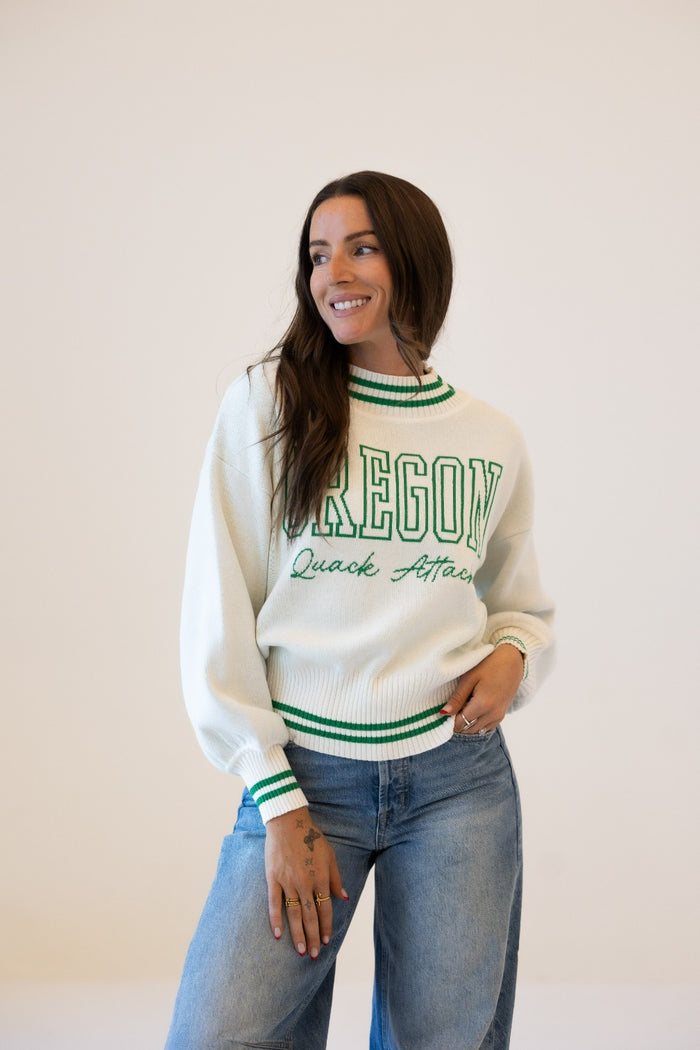 Oregon Queen Oversized Striped Crew Sweater