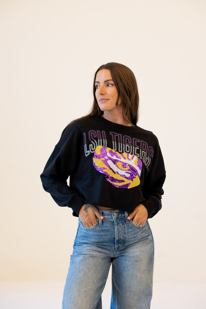 LSU Starlite Sequin Cropped Longsleeve