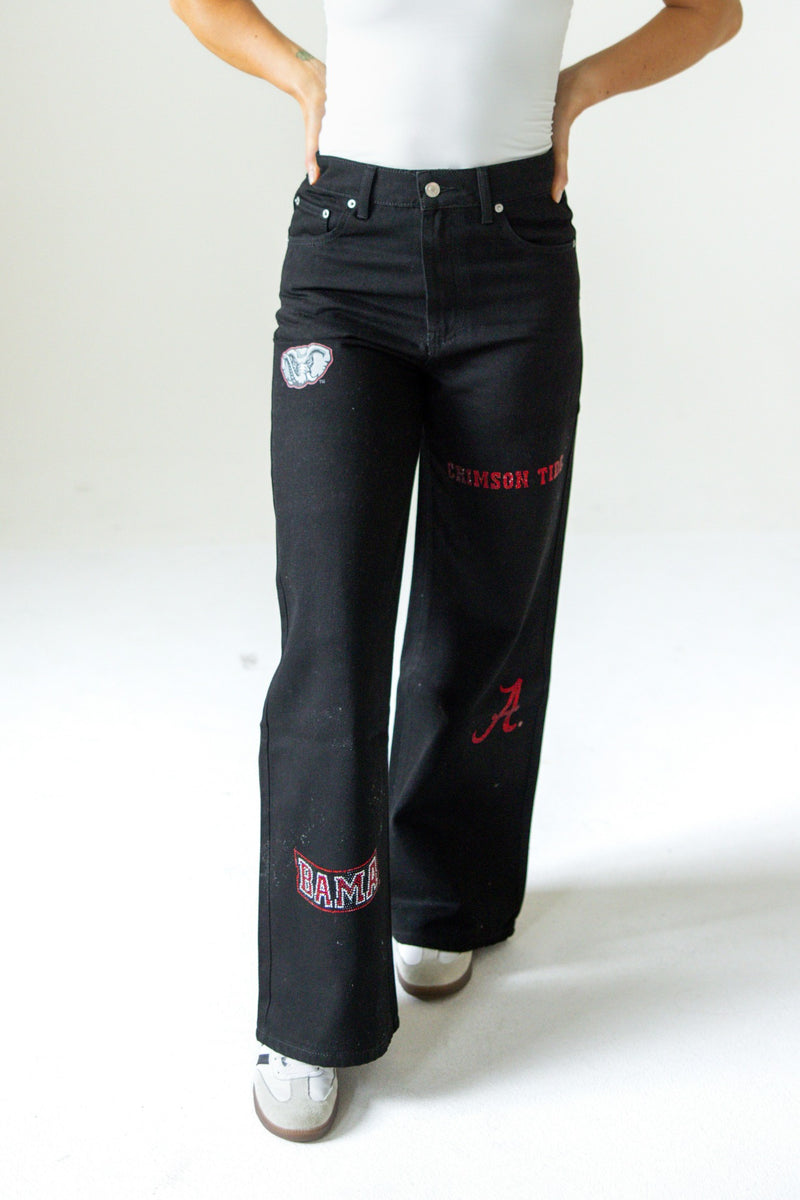 Alabama Alpha Bling Denim Wide Leg Jeans