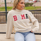 Alabama Texas Embroidery Ivory Cropped Mockneck
