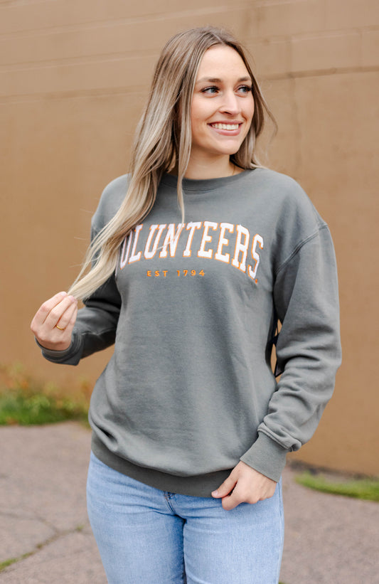 Tennessee Allen Chenille Dark Grey Crew