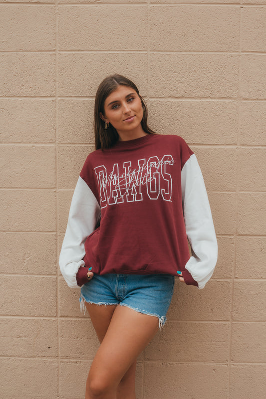 Mississippi State Owens Oversized Outline Colorblock Crew
