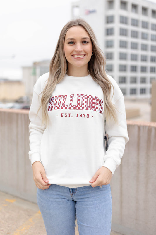 Mississippi State Carter Checkered Fleece Crew