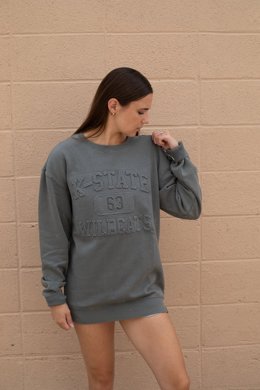 Kansas State Vintage 81 Dark Gray Crew