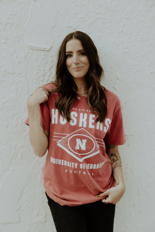 Nebraska Lance Diamond Football T-Shirt