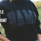 Rangers Varsity Puff Print Unisex Washed Black Fleece Crewneck