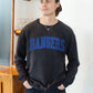 Rangers Varsity Puff Print Unisex Washed Black Fleece Crewneck