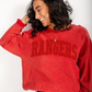 Rangers Varsity Puff Print Red Corded Crewneck