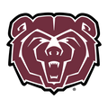 Bear head logo in maroon and black on a white background