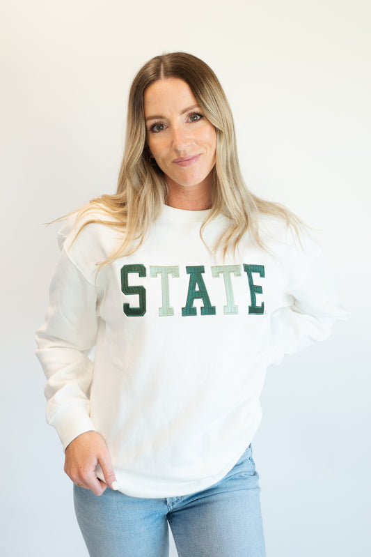 Michigan State Texas Embroidery Fleece Crew