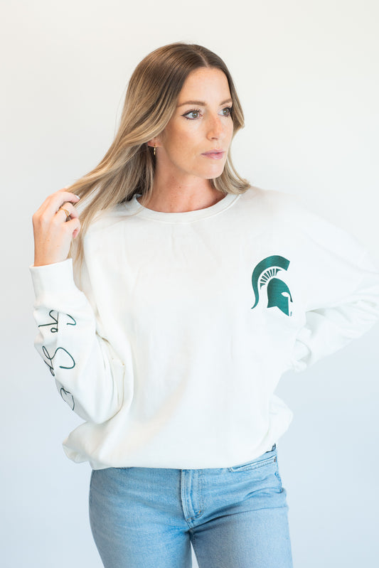 Michigan State Brees Sleeve Women's Fleece Crew
