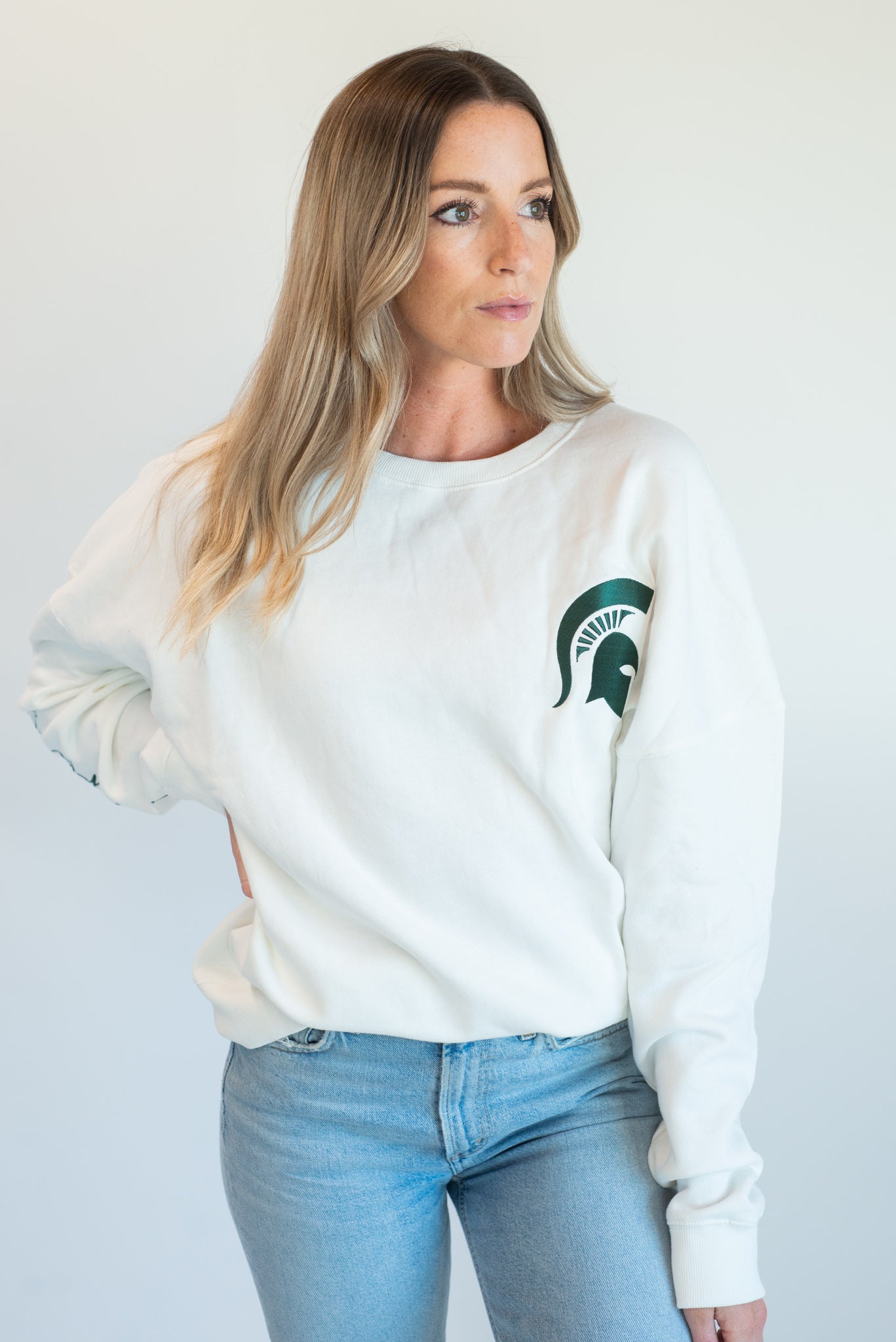 Michigan State Brees Sleeve Women's Fleece Crew