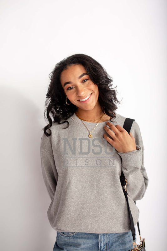 NDSU College Lines Heather Gray Fleece Crew